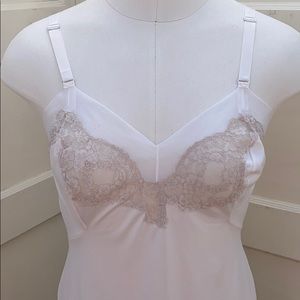 SALE Vintage Ivory and Ecru Lace Embellished Slip